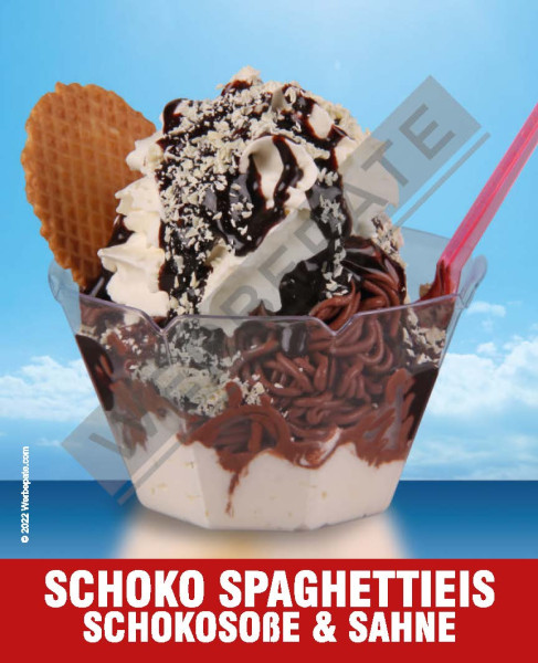 Schoko Spaghettieis mit Sahne Magnetschild