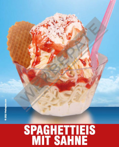 Produkt -Spaghettieis mit Sahne Magnetschild